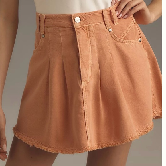 Pilcro Dresses & Skirts - Pilcro Pleated Micro Denim Skirt in Orange Size 12 NWT